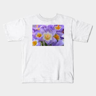 Crocus sieberi subsp. sublimis  Three-coloured Sieber's crocus Photo with artistic filter applied Kids T-Shirt